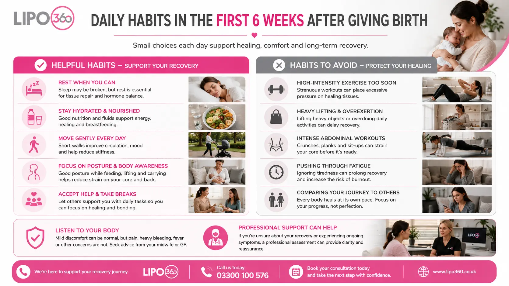 First 6 Weeks After Giving Birth To Avoid Diastasis Recti Farnborough  : Daily Habits in the First 6 Weeks After Giving Birth 